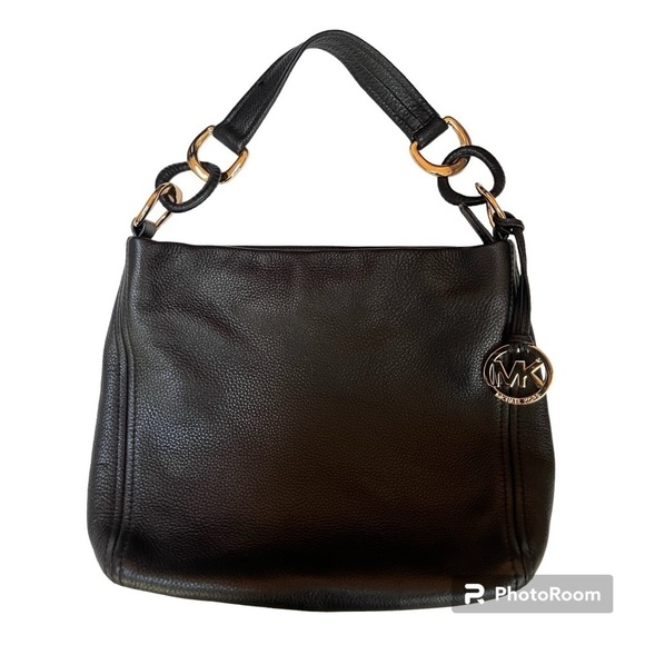 Michael Michael Kors Slouchy Black Pebble Leather Shoulder Bag - Picture 1 of 13